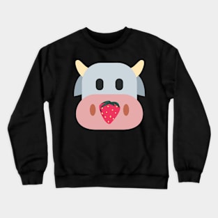 Strawberry Cow Eating, Cute , Cartoon Crewneck Sweatshirt